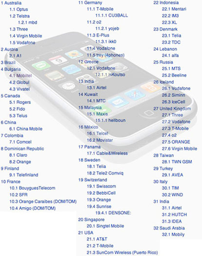 Elenco dei carrier con cui funziona l´iPhone sbloccato